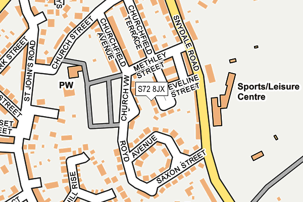 S72 8JX map - OS OpenMap – Local (Ordnance Survey)