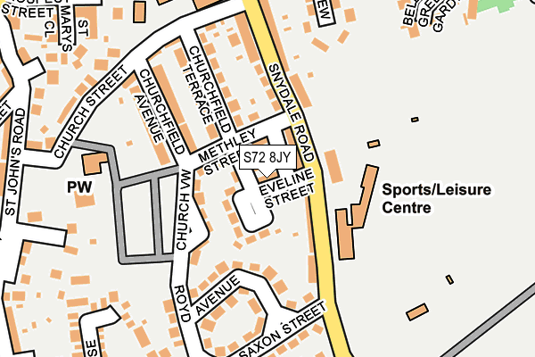 S72 8JY map - OS OpenMap – Local (Ordnance Survey)