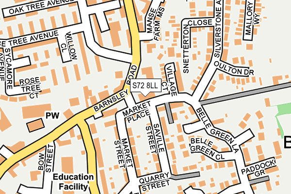 S72 8LL map - OS OpenMap – Local (Ordnance Survey)