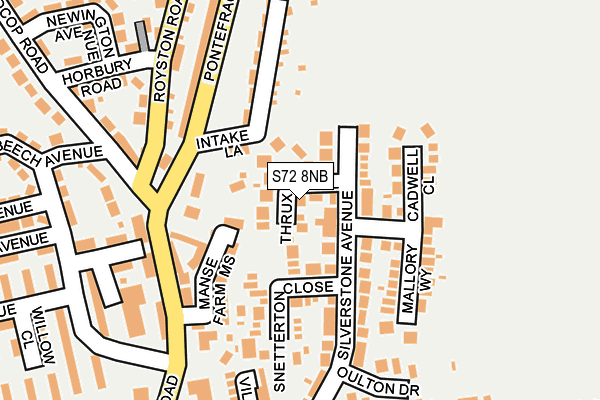 S72 8NB map - OS OpenMap – Local (Ordnance Survey)