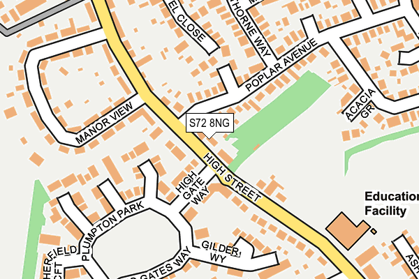 S72 8NG map - OS OpenMap – Local (Ordnance Survey)
