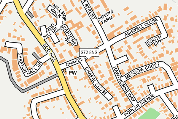 S72 8NS map - OS OpenMap – Local (Ordnance Survey)