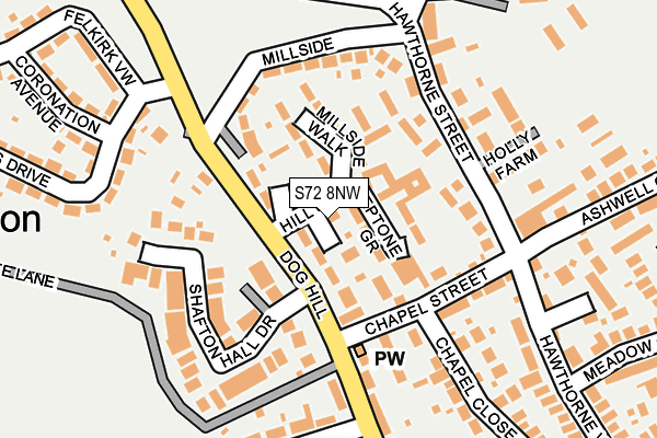 S72 8NW map - OS OpenMap – Local (Ordnance Survey)