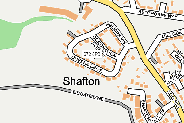 S72 8PB map - OS OpenMap – Local (Ordnance Survey)