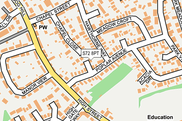 S72 8PT map - OS OpenMap – Local (Ordnance Survey)