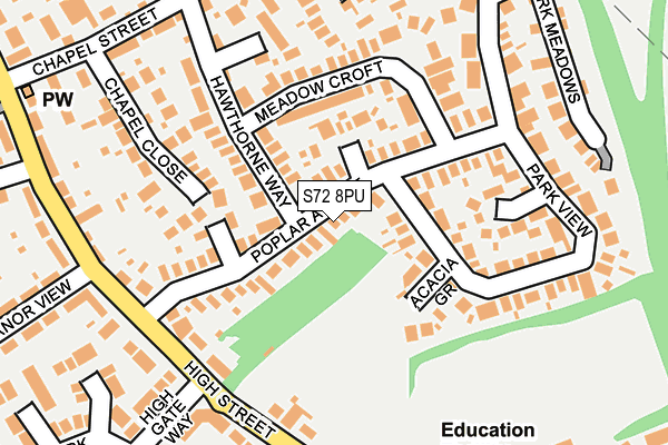 S72 8PU map - OS OpenMap – Local (Ordnance Survey)