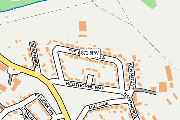 S72 8PW map - OS OpenMap – Local (Ordnance Survey)