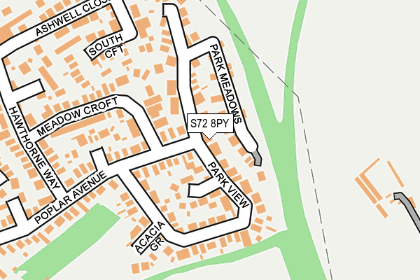 S72 8PY map - OS OpenMap – Local (Ordnance Survey)