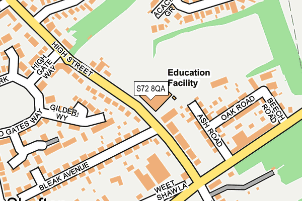 S72 8QA map - OS OpenMap – Local (Ordnance Survey)