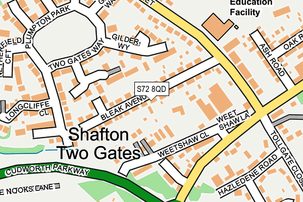 S72 8QD map - OS OpenMap – Local (Ordnance Survey)