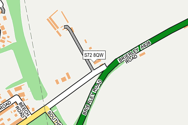 S72 8QW map - OS OpenMap – Local (Ordnance Survey)