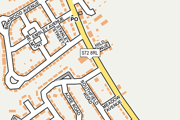 S72 8RL map - OS OpenMap – Local (Ordnance Survey)