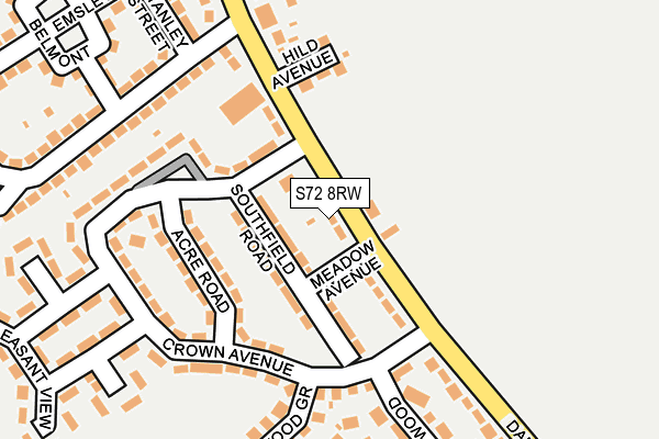 S72 8RW map - OS OpenMap – Local (Ordnance Survey)