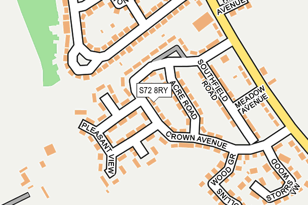 S72 8RY map - OS OpenMap – Local (Ordnance Survey)