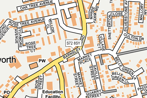 S72 8SY map - OS OpenMap – Local (Ordnance Survey)