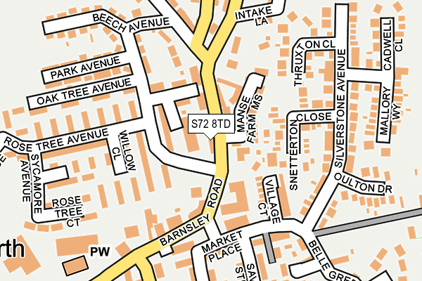 S72 8TD map - OS OpenMap – Local (Ordnance Survey)
