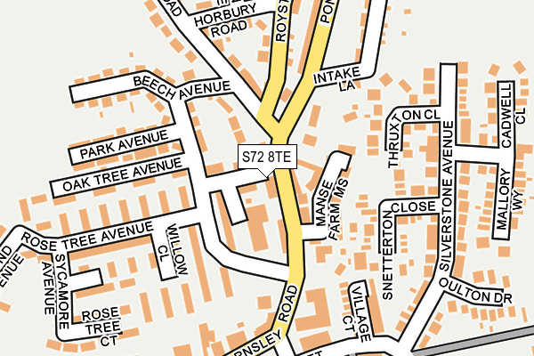 S72 8TE map - OS OpenMap – Local (Ordnance Survey)