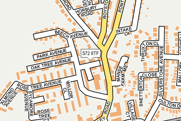 S72 8TF map - OS OpenMap – Local (Ordnance Survey)