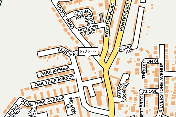 S72 8TG map - OS OpenMap – Local (Ordnance Survey)