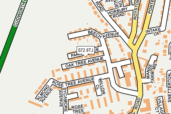S72 8TJ map - OS OpenMap – Local (Ordnance Survey)