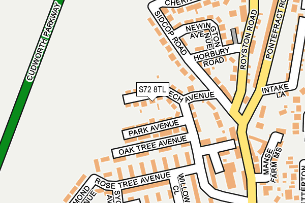 S72 8TL map - OS OpenMap – Local (Ordnance Survey)