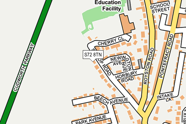 S72 8TN map - OS OpenMap – Local (Ordnance Survey)