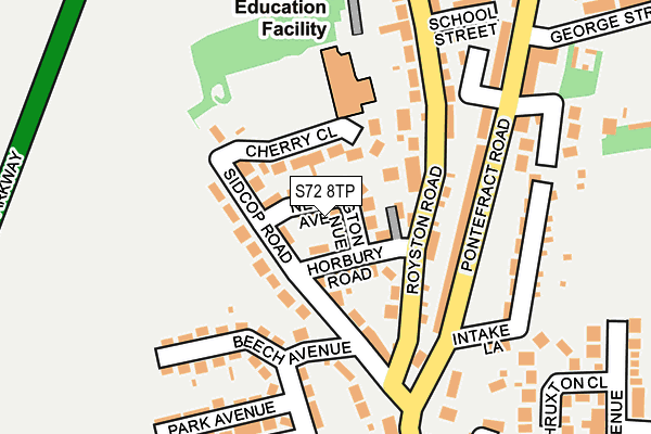 S72 8TP map - OS OpenMap – Local (Ordnance Survey)