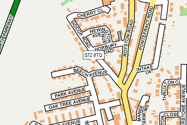 S72 8TQ map - OS OpenMap – Local (Ordnance Survey)