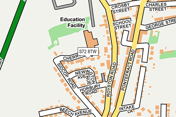 S72 8TW map - OS OpenMap – Local (Ordnance Survey)