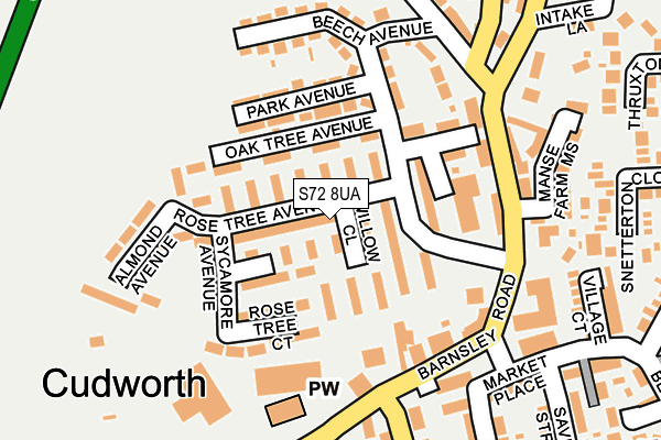 S72 8UA map - OS OpenMap – Local (Ordnance Survey)