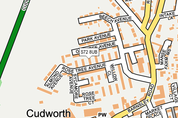 S72 8UB map - OS OpenMap – Local (Ordnance Survey)