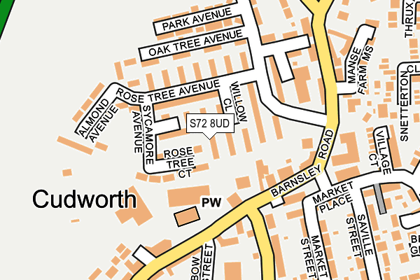 S72 8UD map - OS OpenMap – Local (Ordnance Survey)