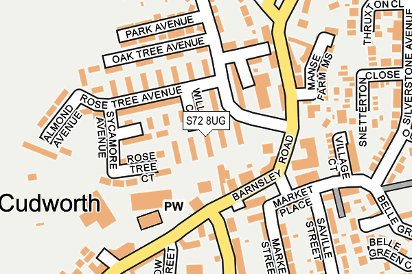 S72 8UG map - OS OpenMap – Local (Ordnance Survey)