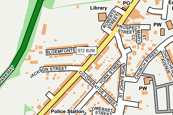 S72 8UW map - OS OpenMap – Local (Ordnance Survey)