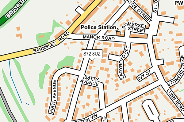 S72 8UZ map - OS OpenMap – Local (Ordnance Survey)