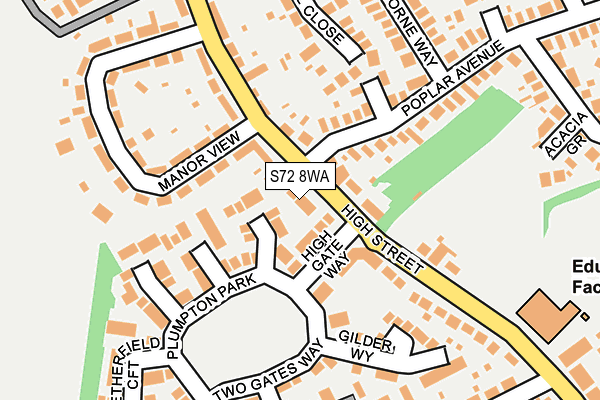 S72 8WA map - OS OpenMap – Local (Ordnance Survey)