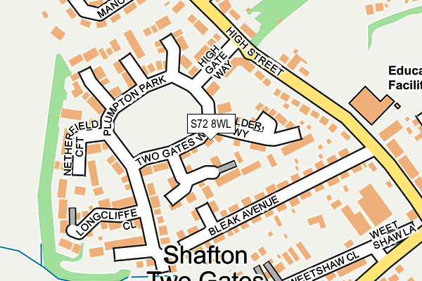 S72 8WL map - OS OpenMap – Local (Ordnance Survey)