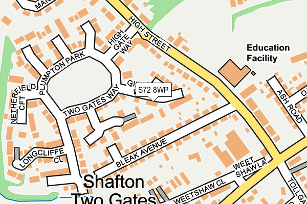 S72 8WP map - OS OpenMap – Local (Ordnance Survey)