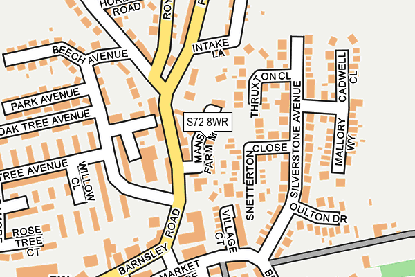 S72 8WR map - OS OpenMap – Local (Ordnance Survey)