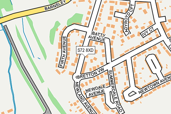 S72 8XD map - OS OpenMap – Local (Ordnance Survey)