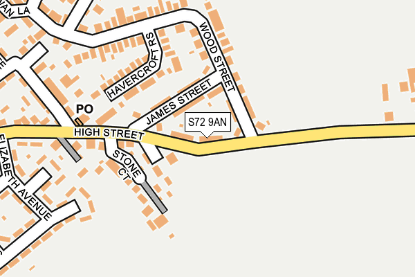 S72 9AN map - OS OpenMap – Local (Ordnance Survey)
