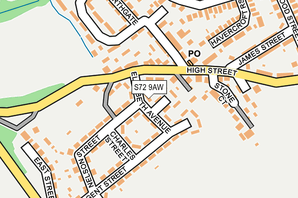 S72 9AW map - OS OpenMap – Local (Ordnance Survey)