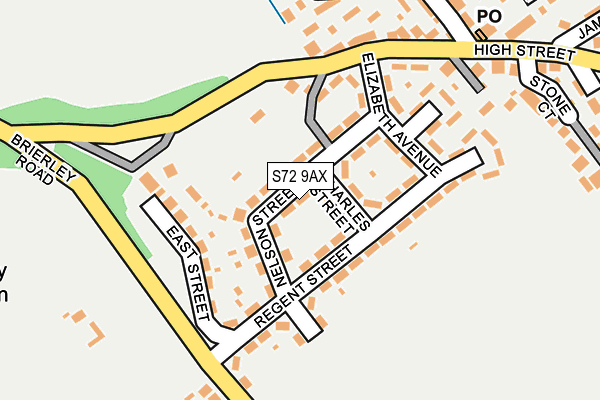 S72 9AX map - OS OpenMap – Local (Ordnance Survey)