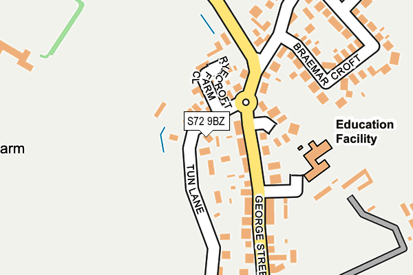 S72 9BZ map - OS OpenMap – Local (Ordnance Survey)