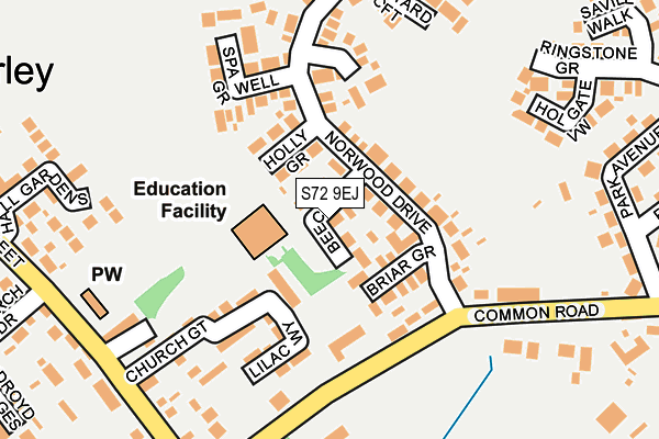 S72 9EJ map - OS OpenMap – Local (Ordnance Survey)