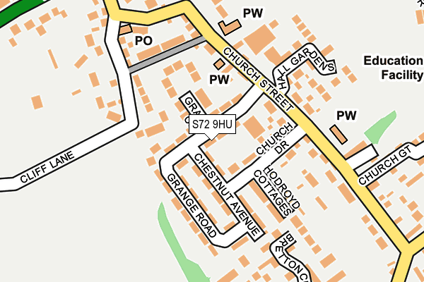 S72 9HU map - OS OpenMap – Local (Ordnance Survey)