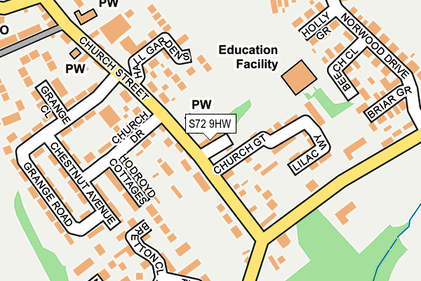 S72 9HW map - OS OpenMap – Local (Ordnance Survey)