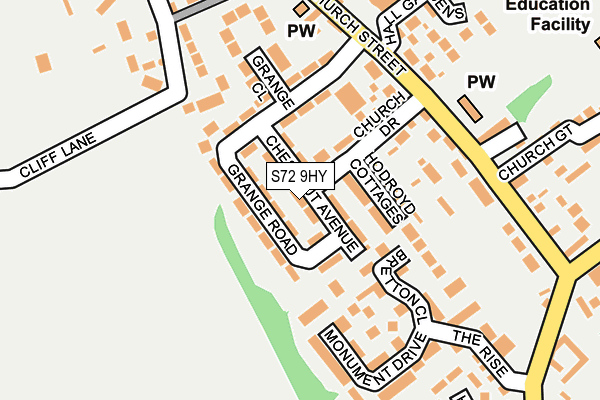 S72 9HY map - OS OpenMap – Local (Ordnance Survey)