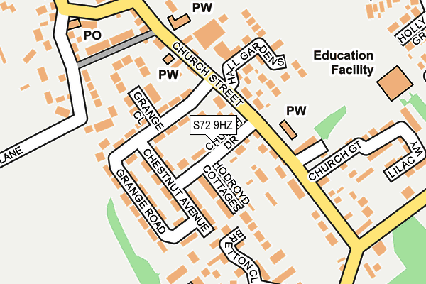 S72 9HZ map - OS OpenMap – Local (Ordnance Survey)