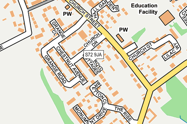 S72 9JA map - OS OpenMap – Local (Ordnance Survey)